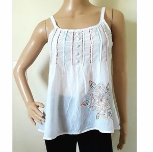 Luv 💕 Luv Sheer Embroidered Tank Top Blouse